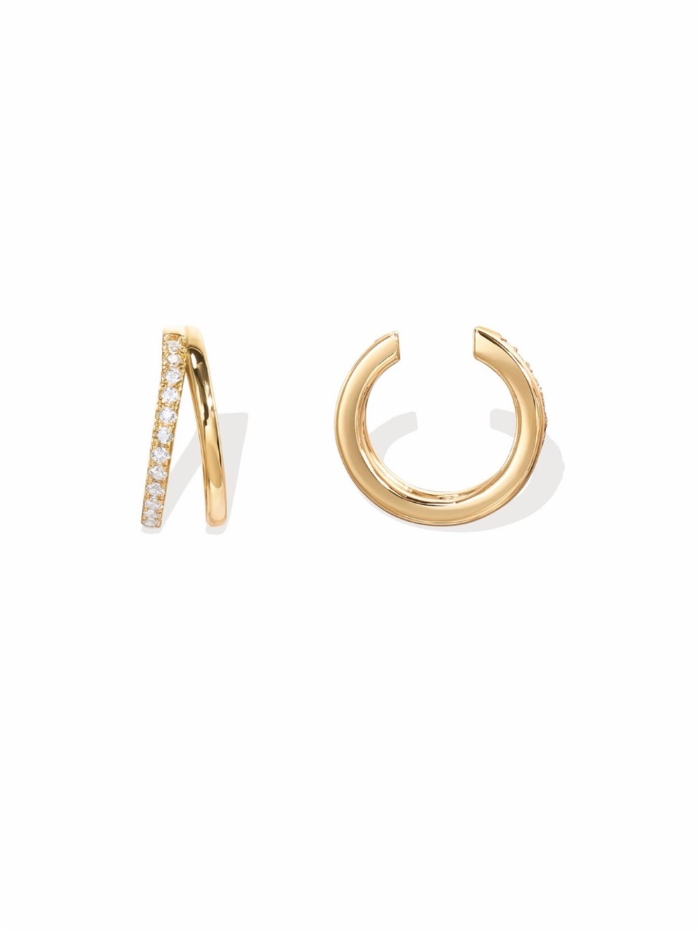 925 Sterling Silver 14K Gold Plated Cubic Zirconia Ear Cuffs (2 cuffs)